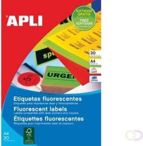 Apli fluo etiketten 210 x 297 mm (b x h) geel