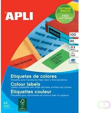 Apli Gekleurde etiketten Ft 105 x 148 mm(b x h ) groen 80 stuks 4 per blad etui van 20 blad