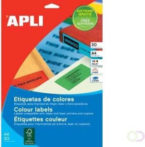 Apli gekleurde etiketten ft 70 x 37 mm (b x h) geel 480 stuks 24 per blad (1591)