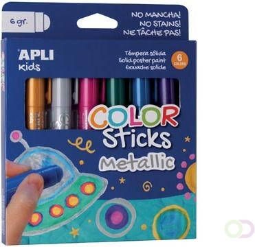 Apli Kids plakkaatverf Color sticks metallic blister met 6 stuks