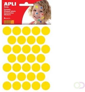 Apli Kids stickers cirkel diameter 20 mm blister met 180 stuks geel