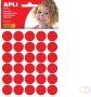 Apli Kids stickers cirkel diameter 20 mm blister met 180 stuks rood - Thumbnail 2