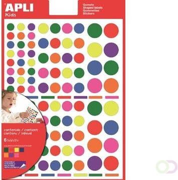 Apli Kids verwijderbare stickers cirkel blister met 624 stuks in geassorteerde kleuren en groottes