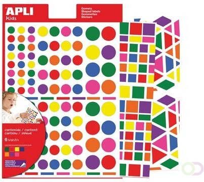 Apli Kids verwijderbare stickers geassorteerde vormen kleuren en groottes blister met 664 stuks