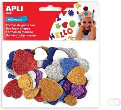 Apli Kids zelfklevende glitter harten blister met 50 stuks