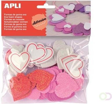 Apli Kids zelfklevende glitter harten blister met 52 stuks