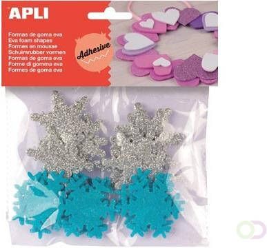 Apli Kids zelfklevende glitter sneeuwvlokken blister met 22 stuks