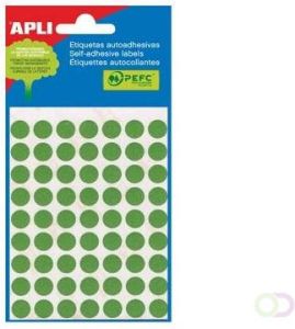 Apli ronde etiketten in etui diameter 13 mm groen 175 stuks 35 per blad(2058 )