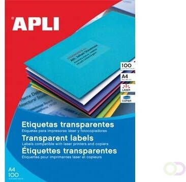 Apli Transparante etiketten ft 70 x 37 mm(b x h ) 2.400 stuks 24 per blad doos van 100 blad