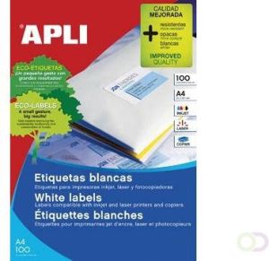 Apli witte etiketten ft 64 6 x 33 8 mm (b x h) 2.400 stuks 24 per blad (1263)