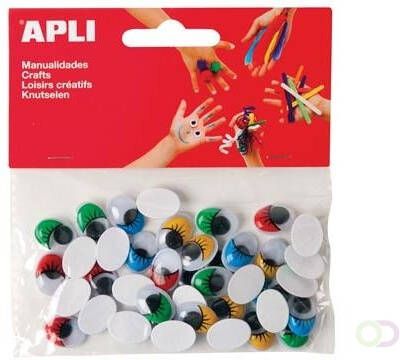 Apli zelfklevende knutselogen ovaal blister met 40 stuks in geassorteerde kleuren