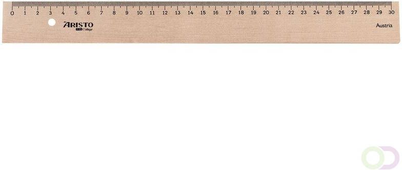 Aristo liniaal 30cm hout met metaalinleg