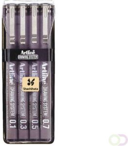 Artline Fineliner set met 0.1 0.3 0.5 0.7mm zwart
