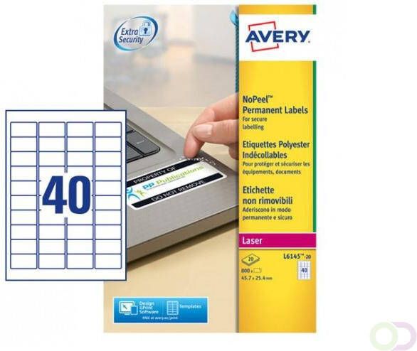 AVERY Anti-fraude etiketten 45 7 x 25 4 mm wit Laserprinter permanent klevend L6145-20
