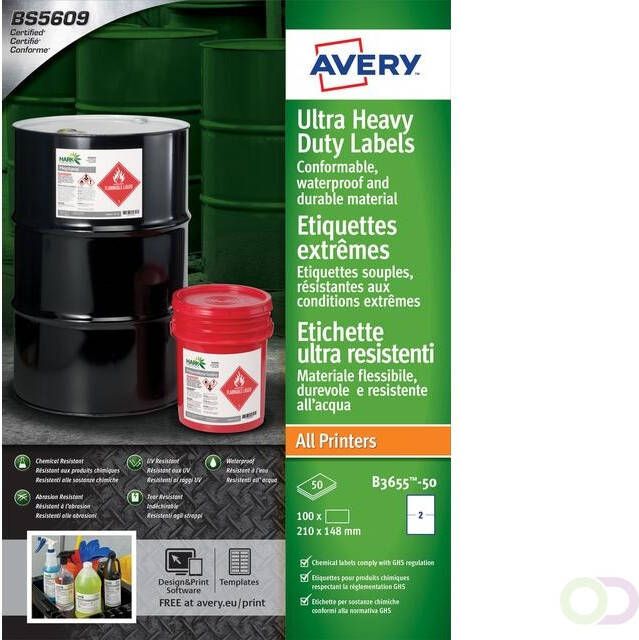 AVERY Etiket B3655-50 148x210mm polyethyleen wit 100stuks