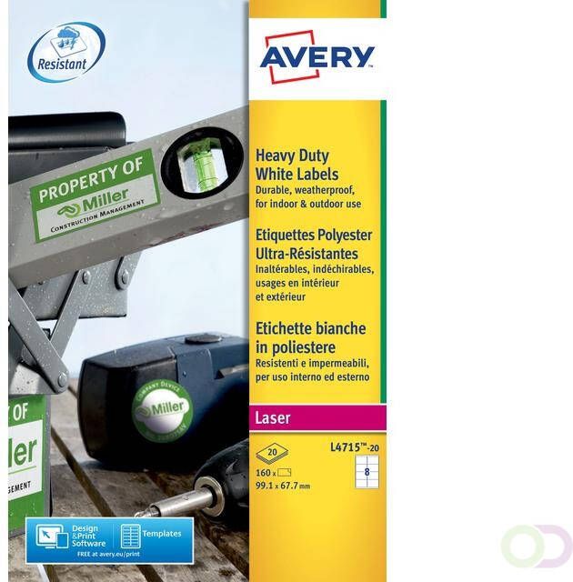 AVERY Etiket L4715-20 99.1x67.7mm wit 160stuks