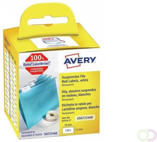 AVERY Etiketten op rol 12 x 50 mm wit Thermisch permanent klevend AS0722460