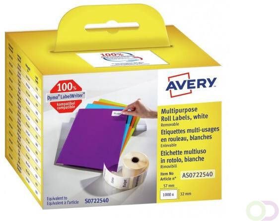 AVERY Etiketten op rol 32 x 57 mm wit Thermisch afneembaar AS0722540