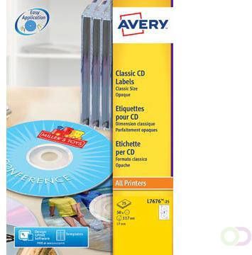 AVERY L7676-25 CD etiketten diameter 117 mm 50 etiketten wit