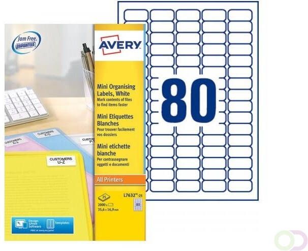 AVERY Mini etiketten 35 6 x 16 9 mm wit L7632-25