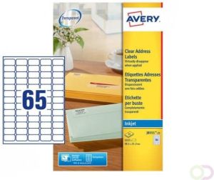 AVERY Mini etiketten 38 1 x 21 2 mm transparant Inkjetprinter permanent klevend J8551-25