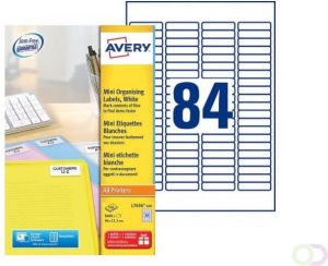 Avery L7656-100 mini etiketten ft 46 x 11 1 mm (b x h) wit doos 8400 stuks