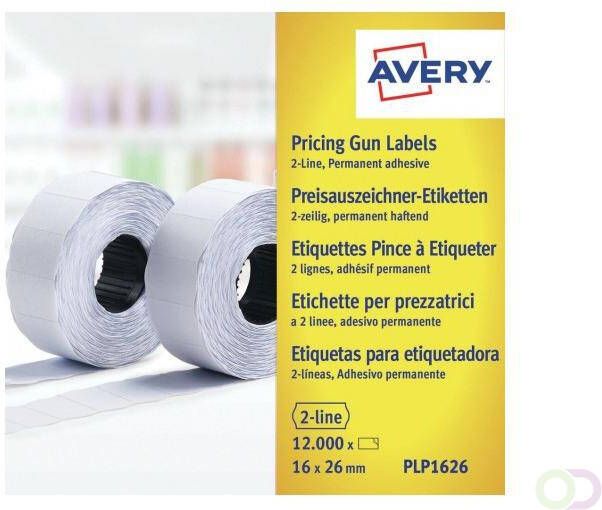 Avery PLP1626 etiketten voor prijstang permanent ft 26 x 16 mm 12 000 etiketten wit