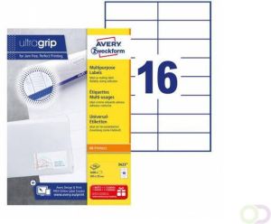 AVERY Universele etiketten 105 x 35 mm wit Inkjetprinter Laserprinter Kopieerapparaat permanent klevend 3423