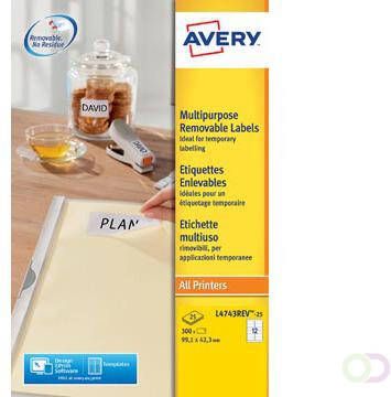 Avery Zweckform Avery L4743REV-25 afneembare etiketten ft 99 1 x 42 5 mm (b x h) 300 etiketten wit