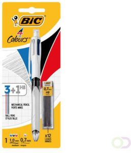 Bic 4 Colours 3 + 1 HB balpen 0 32 mm 3 klassieke inktkleuren en een vulpotlood 0 7 mm HB op blister