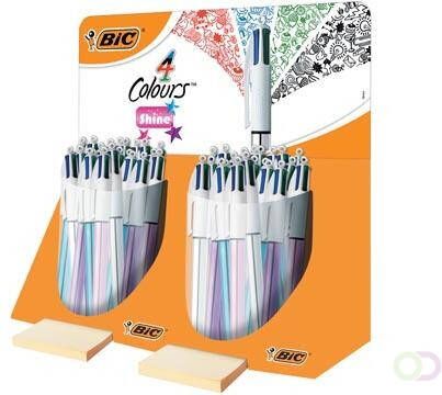 Bic balpen 4 Colours Shine display met 40 stuks in geassorteerde kleuren