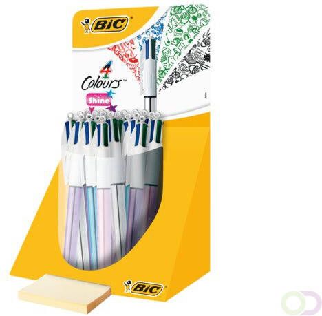 Bic Colours Shine 4-kleurenbalpen medium klassieke inktkleuren display van 20 stuks
