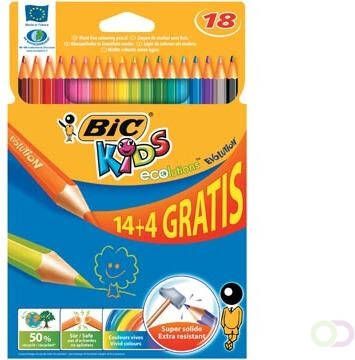 Bic Kids Evolution Ecolutions kleurpotloden etui 14 + 4 gratis