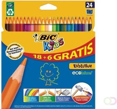 Bic Kids kleurpotloden ECOlutions Evolution ophangdoosje met 18 + 6 gratis