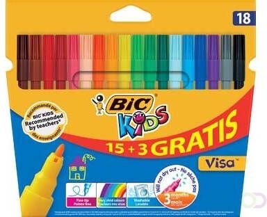 Bic Kids viltstiften Visa ophangdoosje met 15 + 3 gratis