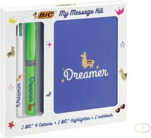 Bic Message Kit Dreamer balpen 4 colours markeerstift highlighter en notitieboekje ft A6
