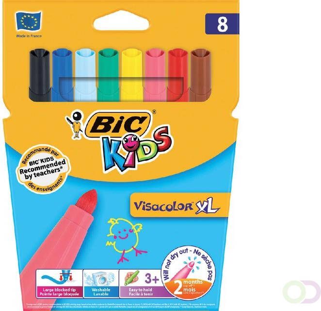 Bickids Kleurstift Bic Kids Visacolor XL blister Ã  8 stuks assorti