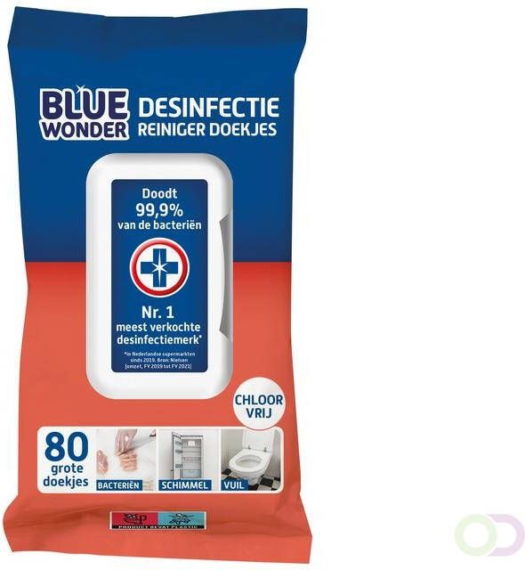 Blue Wonder Desinfectiereiniger doekjes 80stuks