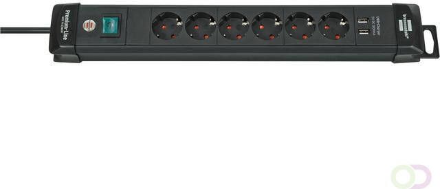 Brennenstuhl Stekkerdoos Premium 6-voudig incl. 2 USB 3m zwart