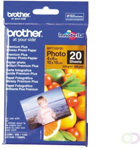 Brother BP71GP20 Premium Glossy Photo Paper pak fotopapier Wit (BP-71GP20)