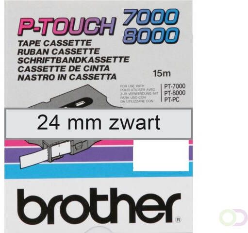 Brother Gloss Laminated Labelling Tape 24mm Black Clear labelprinter-tape TX (TX-151)