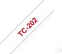 Brother Labeltape P-touch TC-202 12mm rood op wit - Thumbnail 2