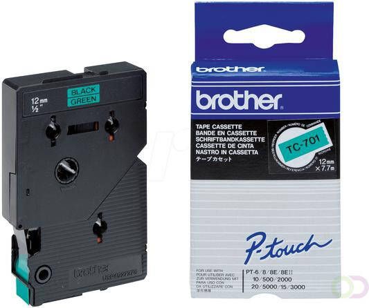 Brother P Touch TC 701 black on green