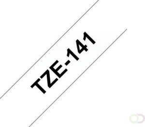 Brother Labeltape P-touch TZE141 18mm zwart op transparant