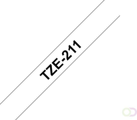 Brother Labeltape P-touch TZE211 6mm zwart op wit