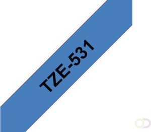 Brother Labeltape P touch TZE531 12mm zwart op blauw
