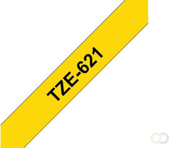 Brother Labeltape P touch TZE621 9mm zwart op geel