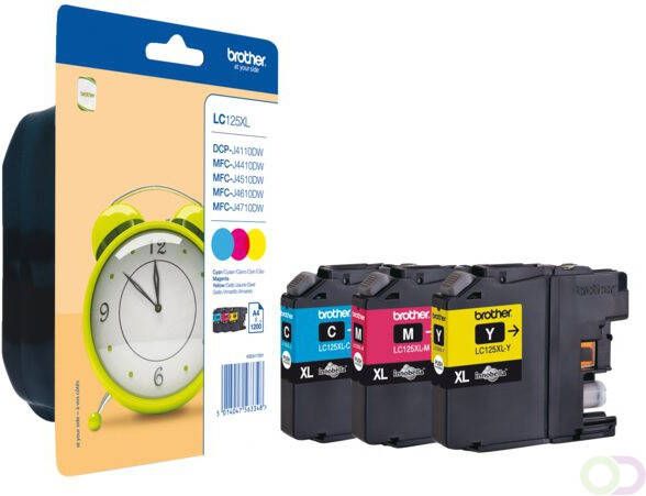 Brother LC-125XLRBWBP inktcartridge 3 stuk(s) Origineel Cyaan Magenta Geel (LC-125XLRBWBP)