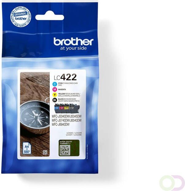 Brother LC422VALDR inktcartridge 4 stuk(s) Origineel Zwart Cyaan Magenta Geel (LC-422VALDR)