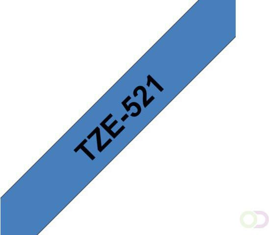 Brother Labeltape P touch TZE521 9mm zwart op blauw